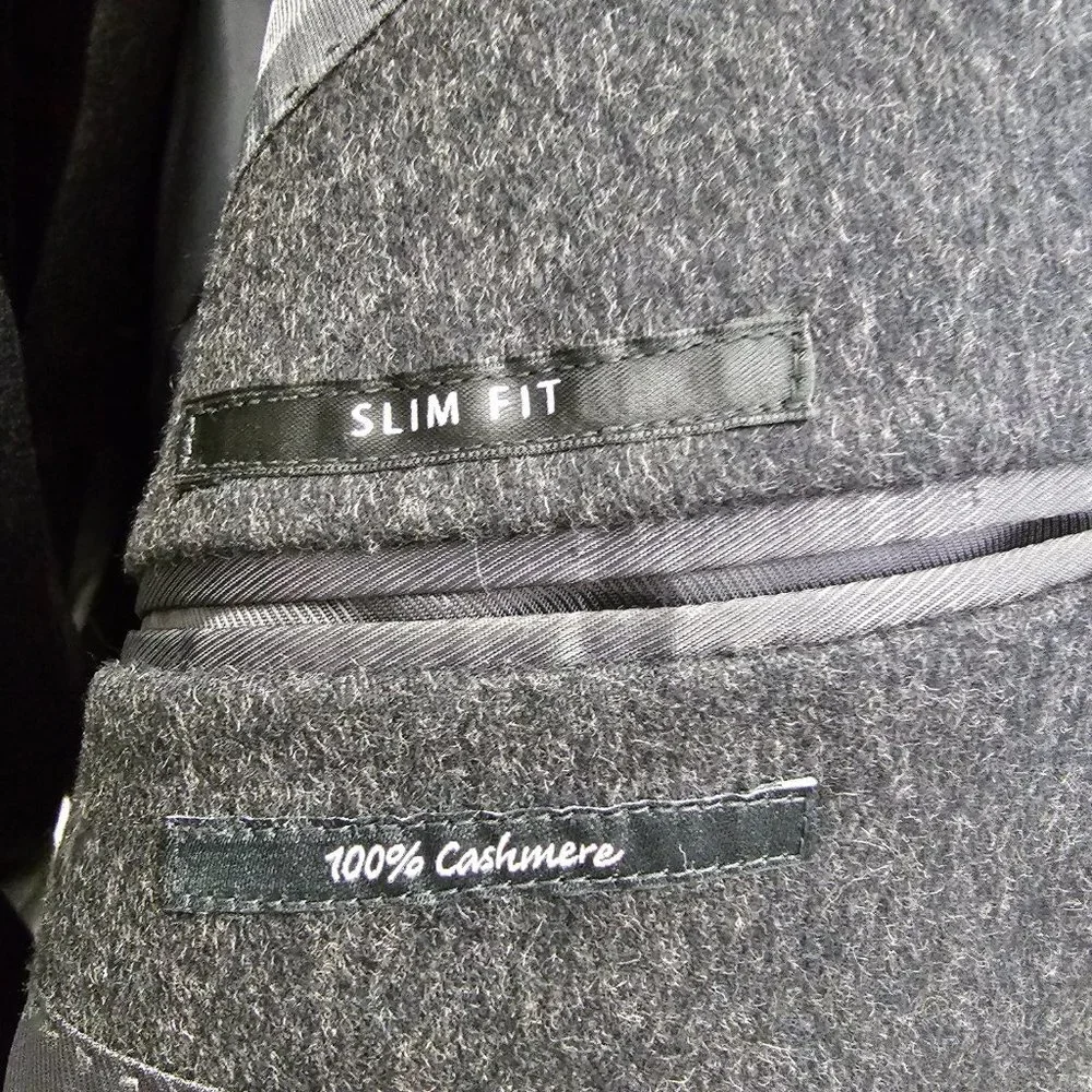 Saks Fifth Avenue 42L Gray Solid 2-Button Sport Coat Blazer Jacket O242